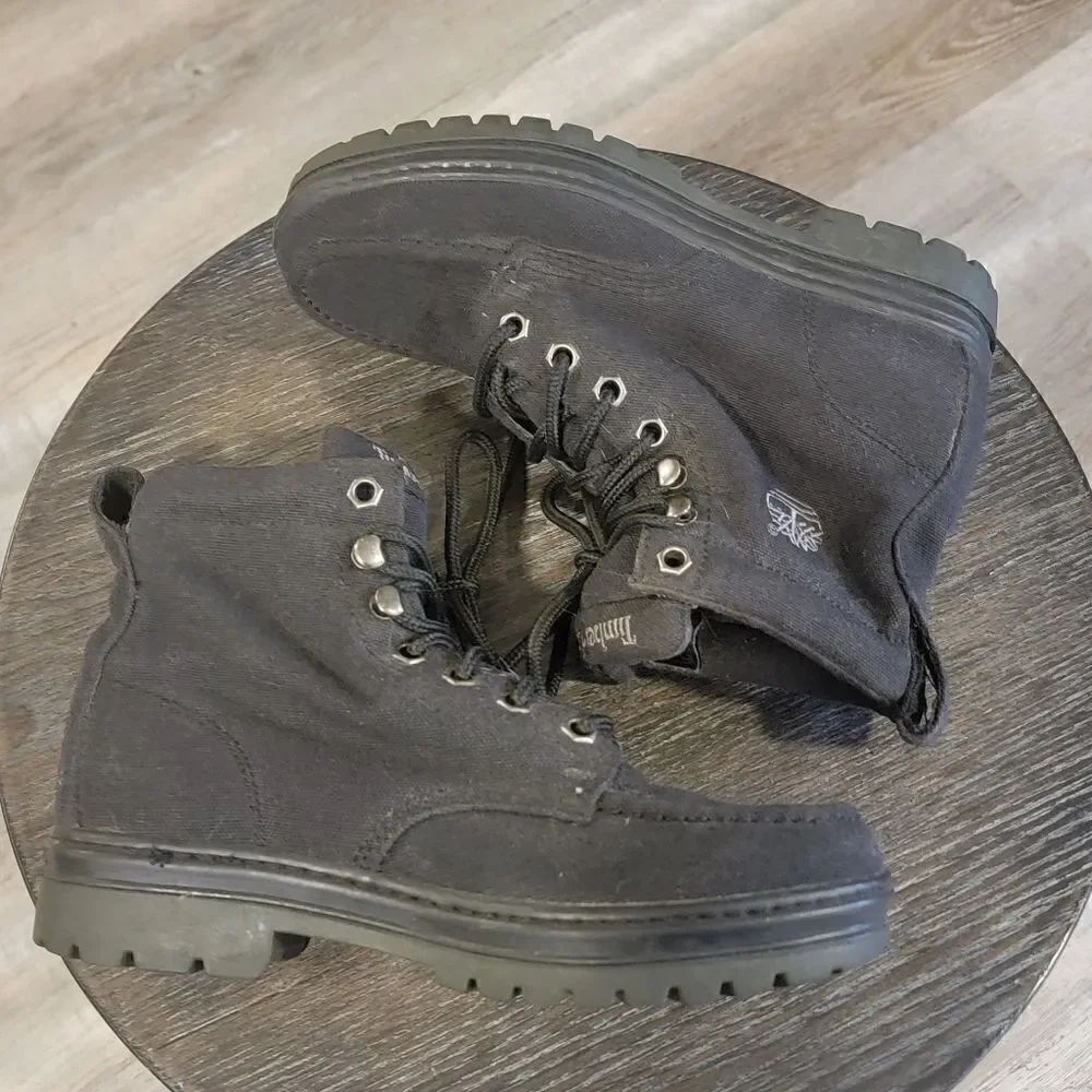 TIMBERLAND BLACK CANVAS WOMENS BOOTS SZ 7.5